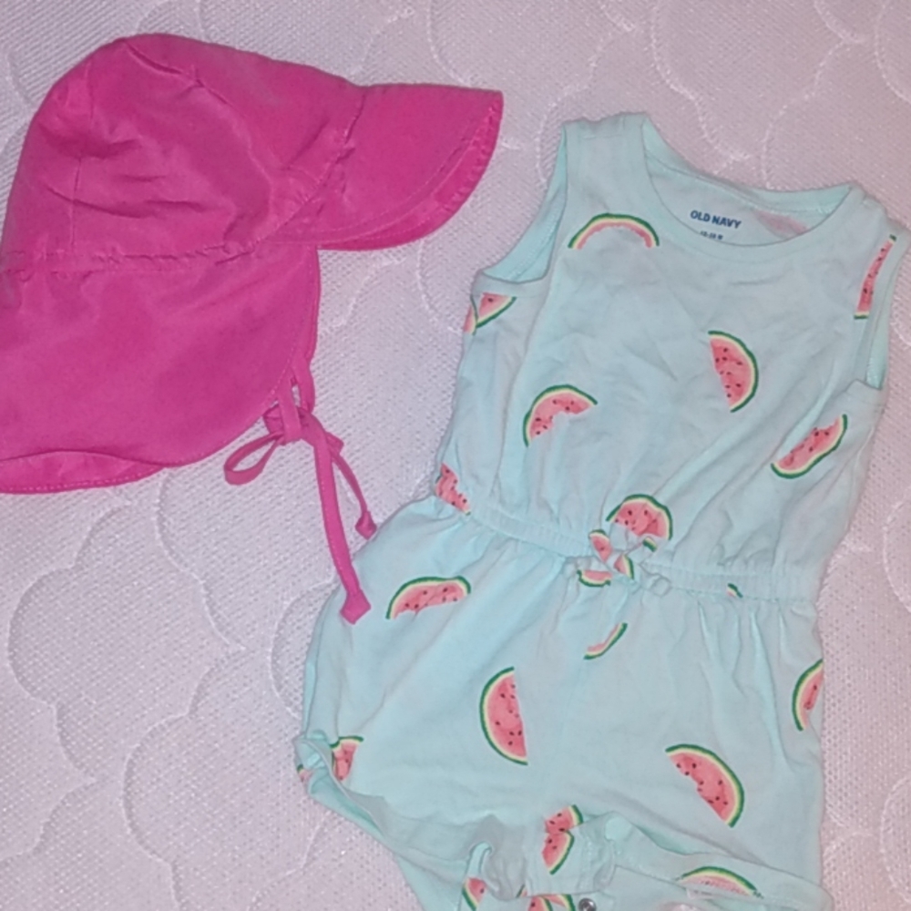 ON Watermelon Romper & Sunhat Set, 12-18M